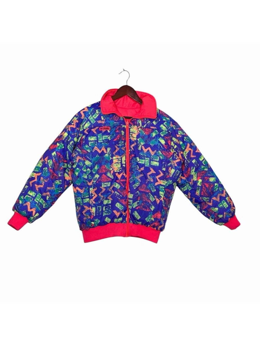Vintage 90s Neon Retro Columbia Down Reversible Puffer Ski Coat Jacket Youth XL